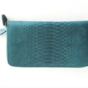 Python Double Zip Clutch Wristlet (Forest)